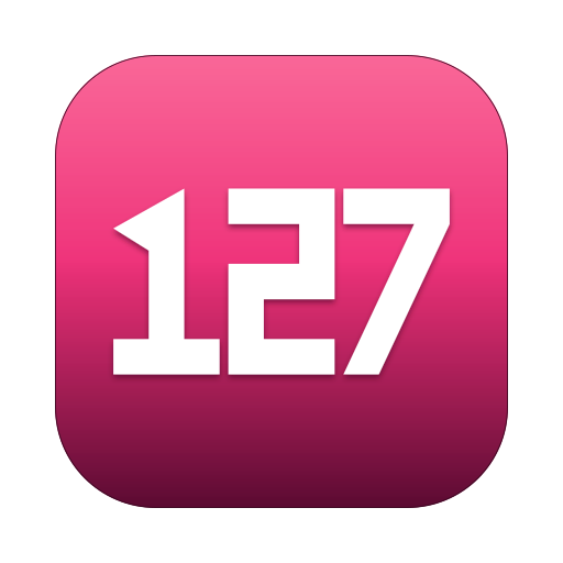 The final Localhost Explorer icon — a magenta squircle with '127' in white.